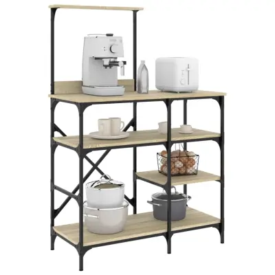 The Living Store Stojalo za peko sonoma hrast 90x40x132 cm inžen. les in kovina - Stojalo Za Peko