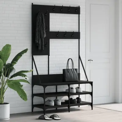 The Living Store Regal za oblačila s prostorom za čevlje črn 100x40x184 cm - Regal Za Oblačila