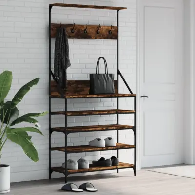 The Living Store Regal za oblačila s prostorom za čevlje dim. hrast 90x34x184 cm - Regal Za Oblačila