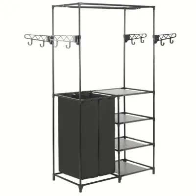 The Living Store Stojalo za oblačila jeklo in netkano blago 87x44x158 cm črno - Stojalo Za Oblačila