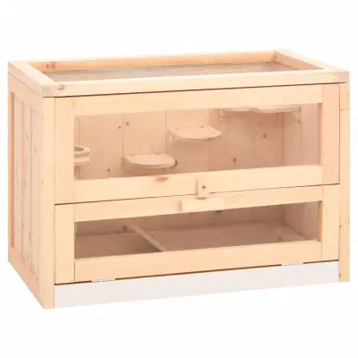 The Living Store Kletka za hrčke 60x35,5x42 cm trden les jelke - Kletka Za Hrčke