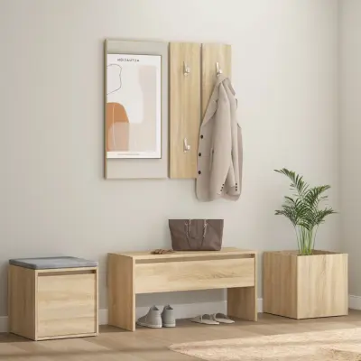 The Living Store Komplet pohištva za predsobo sonoma hrast inženirski les - Komplet Pohištva Za Hodnik