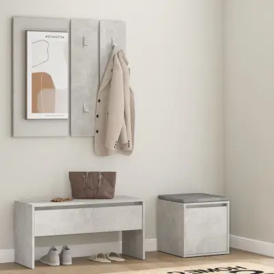 The Living Store Komplet pohištva za predsobo betonsko siv inženirski les - Komplet Pohištva Za Predsobo