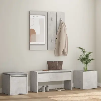 The Living Store Komplet pohištva za predsobo betonsko siv inženirski les - Komplet Pohištva Za Hodnik