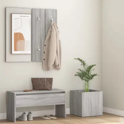 The Living Store Komplet pohištva za predsobo siv sonoma inženirski les - Komplet Pohištva Za Predsobo