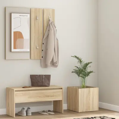The Living Store Komplet pohištva za predsobo sonoma hrast inženirski les - Komplet Pohištva Za Hodnik