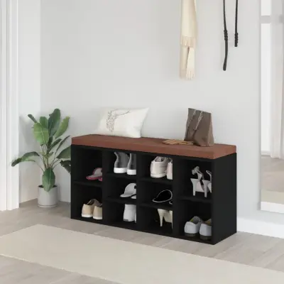 The Living Store Klop za čevlje črna 103x30x48 cm inženirski les - Klop Za Čevlje