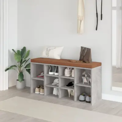 The Living Store Regal za čevlje betonsko siv 103x30x48 cm inženirski les - Klop Za Čevlje