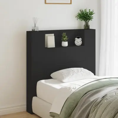 The Living Store Omarica za vzglavje postelje LED črna 100x16,5x103,5 cm - Omarica Za Vzglavje Postelje