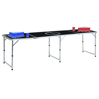 The Living Store Zložljiva miza za Beer Pong s kozarci in žogicami 240 cm - Miza Za Beer Pong
