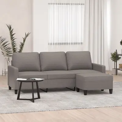 The Living Store Kavč trosed s stolčkom za noge taupe 180 cm blago - Trosed S Stolčkom Za Noge