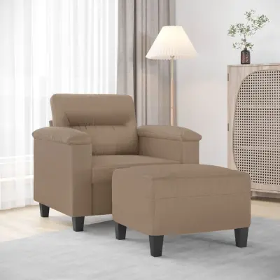 The Living Store Fotelj s stolčkom za noge kapučino 60 cm umetno usnje - Kavč S Stolčkom Za Noge