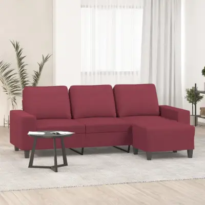 The Living Store Kavč trosed s stolčkom za noge vinsko rdeč 180 cm blago - Trosed S Stolčkom Za Noge