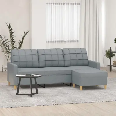The Living Store Kavč trosed s stolčkom za noge svetlo siv 180 cm blago - Trosed S Stolčkom Za Noge