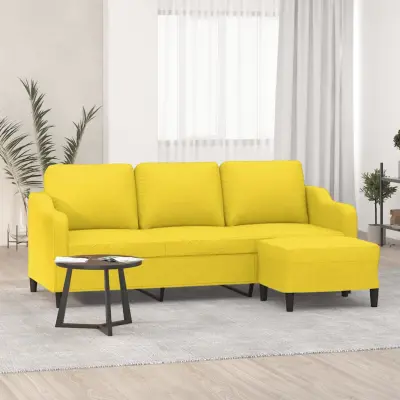 The Living Store Kavč trosed s stolčkom za noge rumen 180 cm blago - Trosed S Stolčkom Za Noge