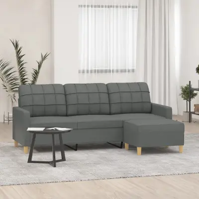 The Living Store Kavč trosed s stolčkom za noge temno siv 180 cm blago - Trosed S Stolčkom Za Noge