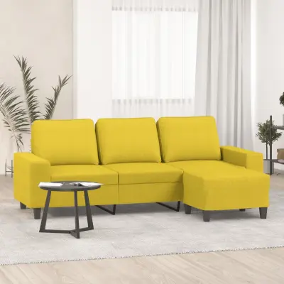 The Living Store Kavč trosed s stolčkom za noge rumen 180 cm blago - Trosed S Stolčkom Za Noge