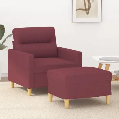 The Living Store Fotelj s stolčkom za noge vinsko rdeč 60 cm blago - Kavč S Stolčkom Za Noge