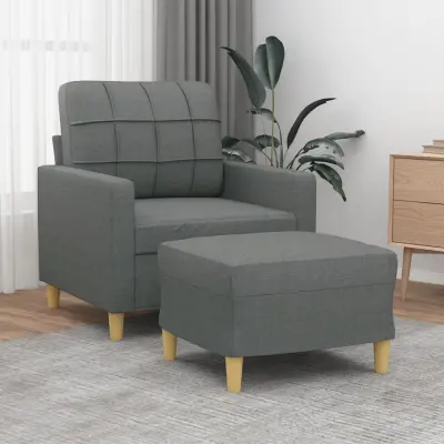 The Living Store Fotelj s stolčkom za noge temno siv 60 cm blago - Kavč S Stolčkom Za Noge