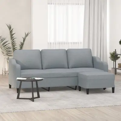 The Living Store Kavč trosed s stolčkom za noge svetlo siv 180 cm blago - Trosed S Stolčkom Za Noge
