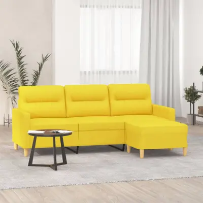 The Living Store Kavč trosed s stolčkom za noge rumen 180 cm blago - Trosed S Stolčkom Za Noge