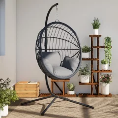 The Living Store Stojalo za viseči stol antracit jeklo - Stojalo Za Viseči Jajčasti Stol