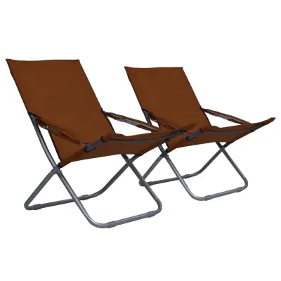 The Living Store Zložljivi stoli za na plažo 2 kosa iz blaga rjavi - Zložljiv Stol Za Na Plažo