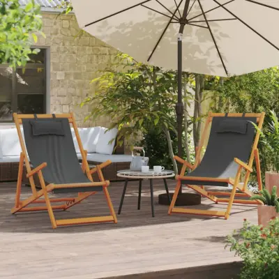 The Living Store Zložljiv stol za na plažo 2 kosa sivo blago - Zložljivi Stol Za Plažo