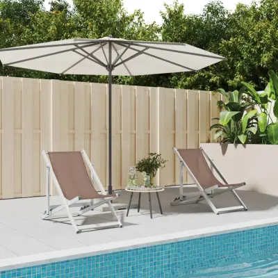 The Living Store Zložljivi stoli za na plažo 2 kosa rjav aluminij in tekstil - Stol Za Plažo