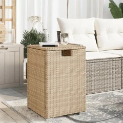 The Living Store Zaščita za plinsko jeklenko bež 40x40x60 cm poli ratan - Mizica Za Zaščito Plinske Jeklenke