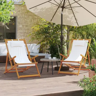 The Living Store Zložljivi stoli za na plažo 2 kosa krem blago - Zložljivi Stol Za Plažo