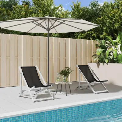 The Living Store Zložljivi stoli za na plažo 2 kosa črn aluminij in tekstil - Stol Za Plažo