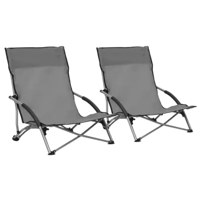 The Living Store Zložljiv stol za na plažo 2 kosa sivo blago - Stol Za Na Plažo