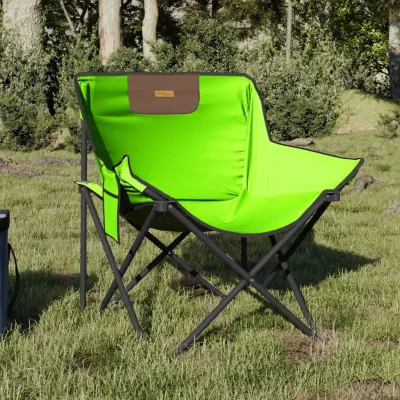 The Living Store Stol za kampiranje z žepom zložljiv 2 kosa zelene barve - Stol Za Kampiranje
