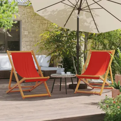 The Living Store Zložljivi stoli za na plažo 2 kosa rdeče blago - Zložljivi Stol Za Plažo