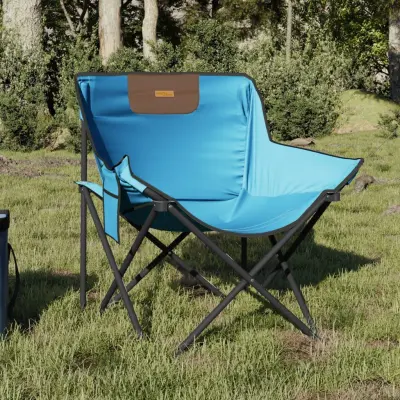 The Living Store Stol za kampiranje z žepom zložljiv 2 kosa živo moder - Stol Za Kampiranje
