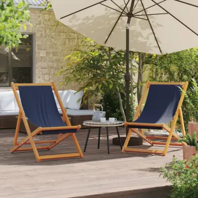 The Living Store Zložljivi stoli za na plažo 2 kosa modro blago - Zložljivi Stol Za Plažo