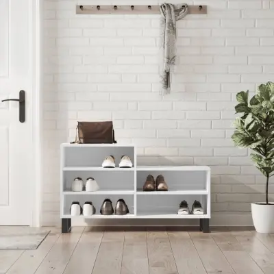 The Living Store Omarica za čevlje visok sijaj bela 102x36x60 cm inženirski les - Omarica Za Čevlje