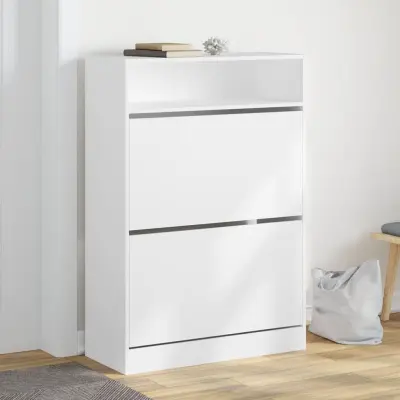 The Living Store Omarica za čevlje z 2 predaloma bela 80x34x116 cm - Omara Za Čevlje