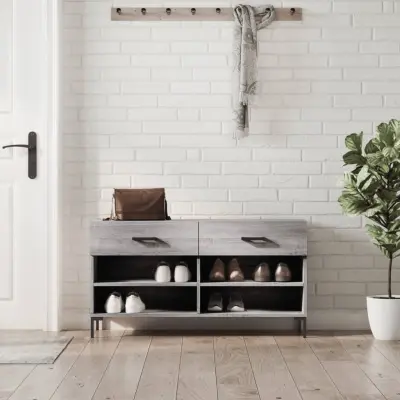 The Living Store Klop za čevlje siva sonoma 102x35x55 cm inženirski les - Klop Za Čevlje