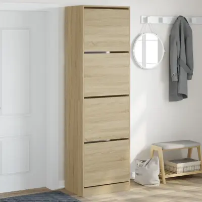 The Living Store Omarica za čevlje s 4 predali sonoma hrast 60x42x204 cm - Omara Za Čevlje