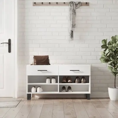 The Living Store Klop za čevlje bela 102x35x55 cm inženirski les - Klop Za Čevlje