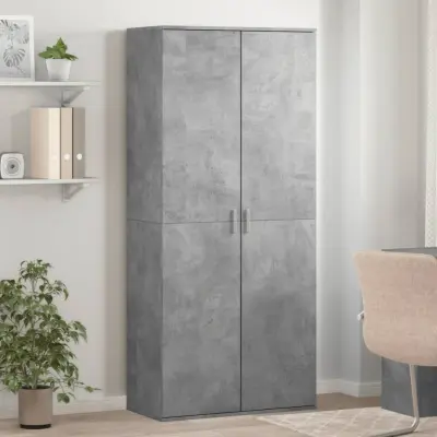 The Living Store Omara za čevlje betonsko siva 80x39x178 cm iverna plošča - Omara Za Čevlje