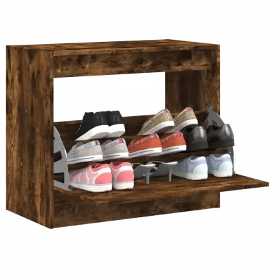The Living Store Omarica za čevlje dimljeni hrast 80x42x69 cm inženirski les - Omarica Za Čevlje