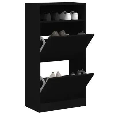 The Living Store Omarica za čevlje črna 60x34x116 cm inženirski les - Omarica Za Čevlje