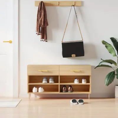 The Living Store Klop za čevlje sonoma hrast 102x35x55 cm inženirski les - Klop Za Čevlje