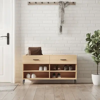 The Living Store Klop za čevlje sonoma hrast 102x35x55 cm inženirski les - Klop Za Čevlje