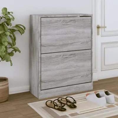 The Living Store Omarica za čevlje siva sonoma 63x24x81 cm inženirski les - Omarica Za Čevlje