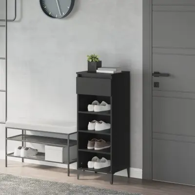 The Living Store Regal za čevlje črn 40x36x105 cm inženirski les - Regal Za Čevlje