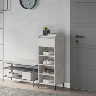 The Living Store Regal za čevlje betonsko siv 40x36x105 cm inženirski les - Regal Za Čevlje